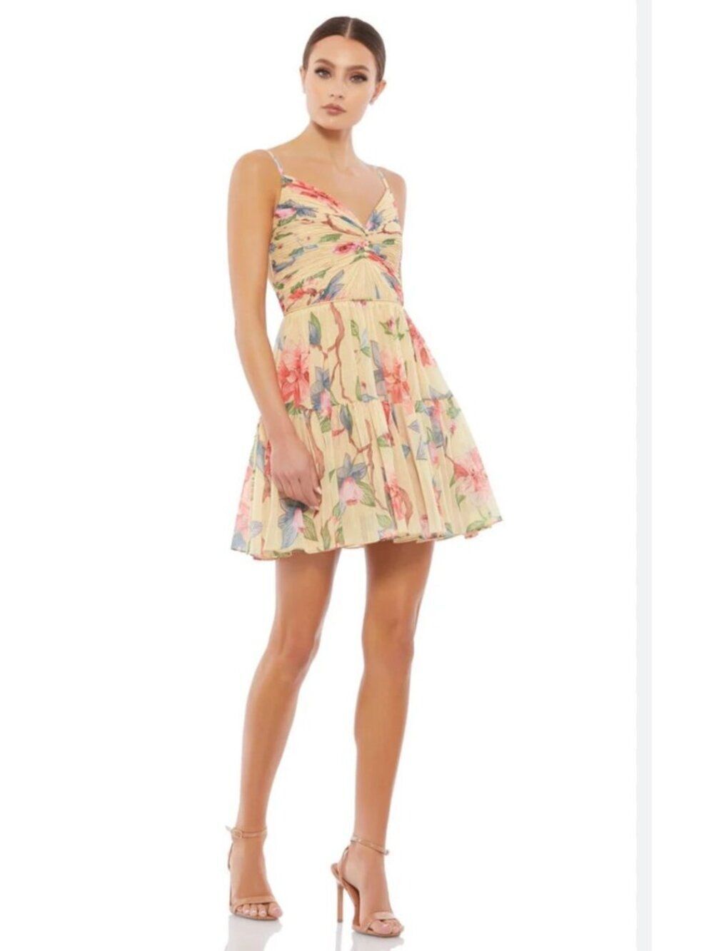 Mac Duggal Floral Button Fit & Flare Mini Dress Size 2